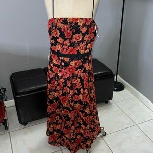 NSR Fall Orange Print Metallic Swiss Dot Women xLarge Sleeveless Dress